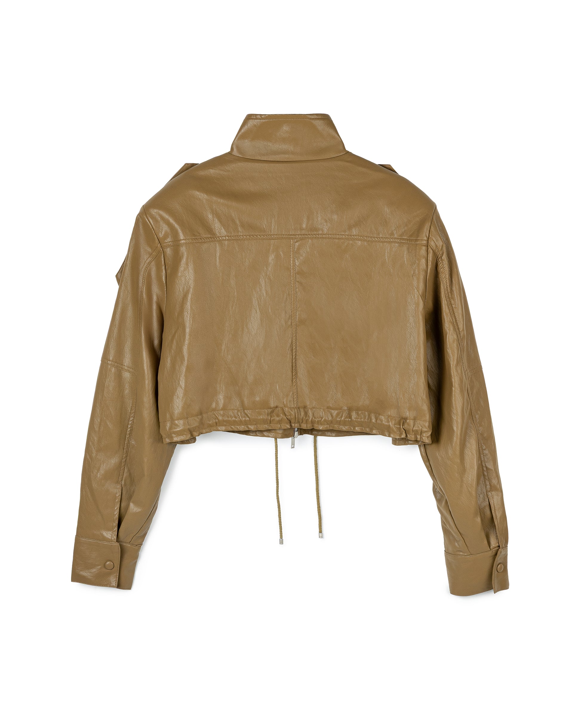 Distressed Faux-Leather Biker Jacket