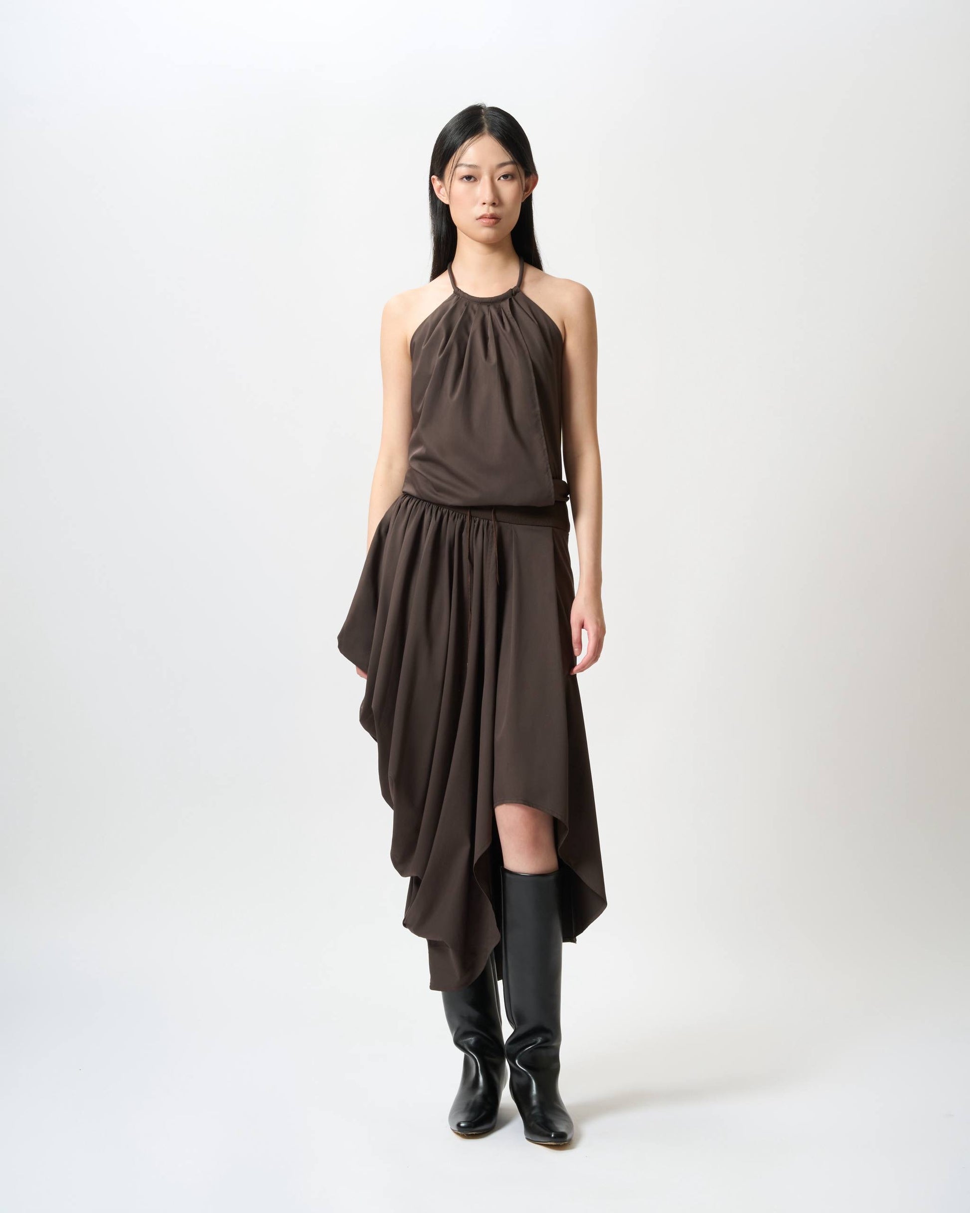 Fluid Drape Ruched Skirt