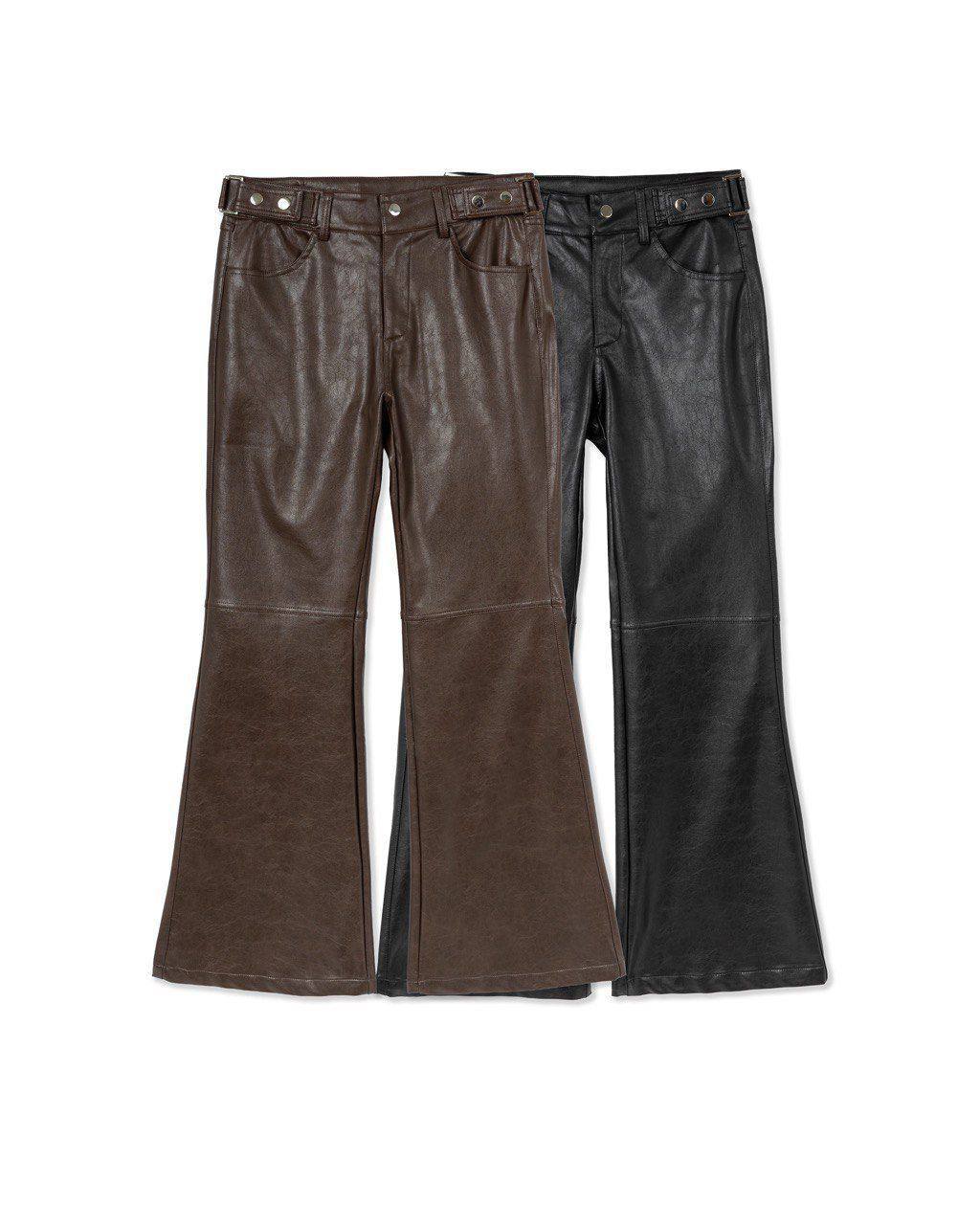 High-Rise Flared Leather Pants