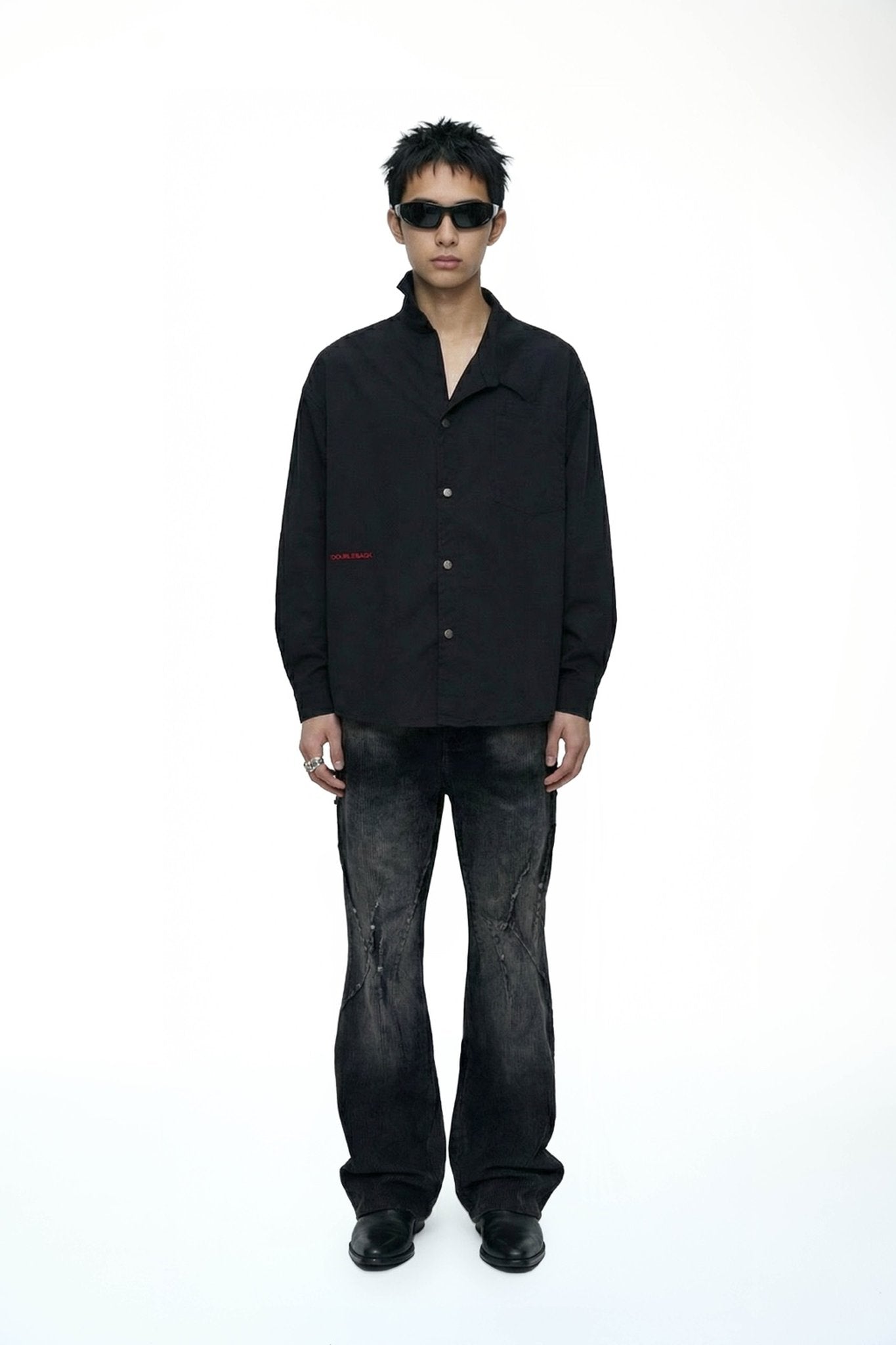 DOUBLE BACK Tucked Collar Shirt