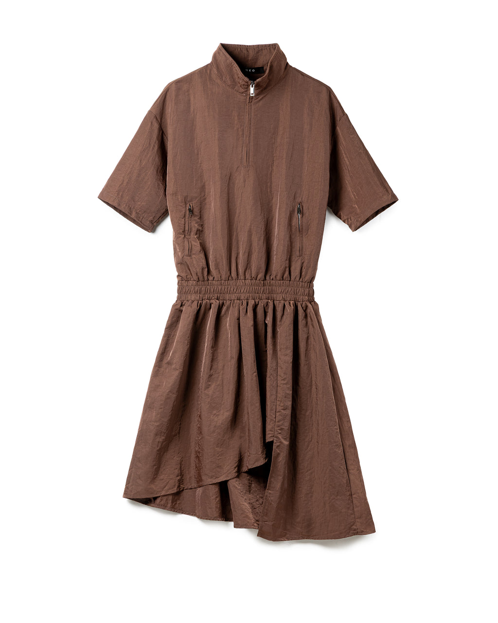 Drawstring Tech-Fabric Mini Dress