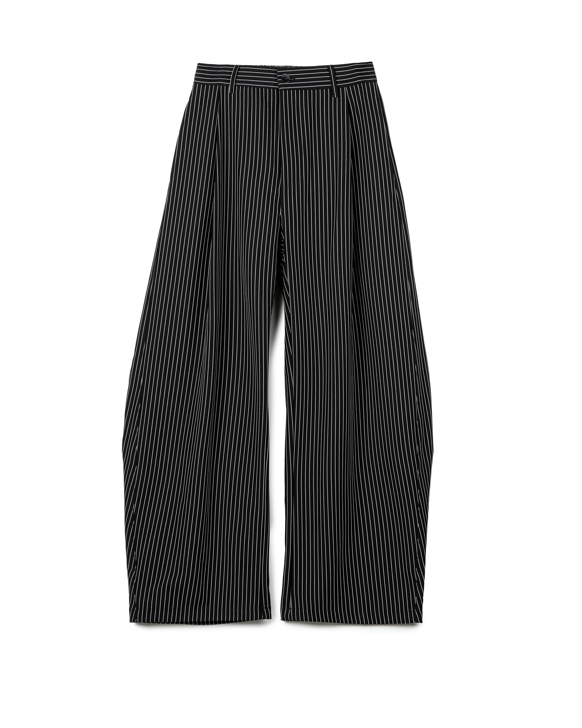 Fluid Pinstripe Pleated Elastic Trousers