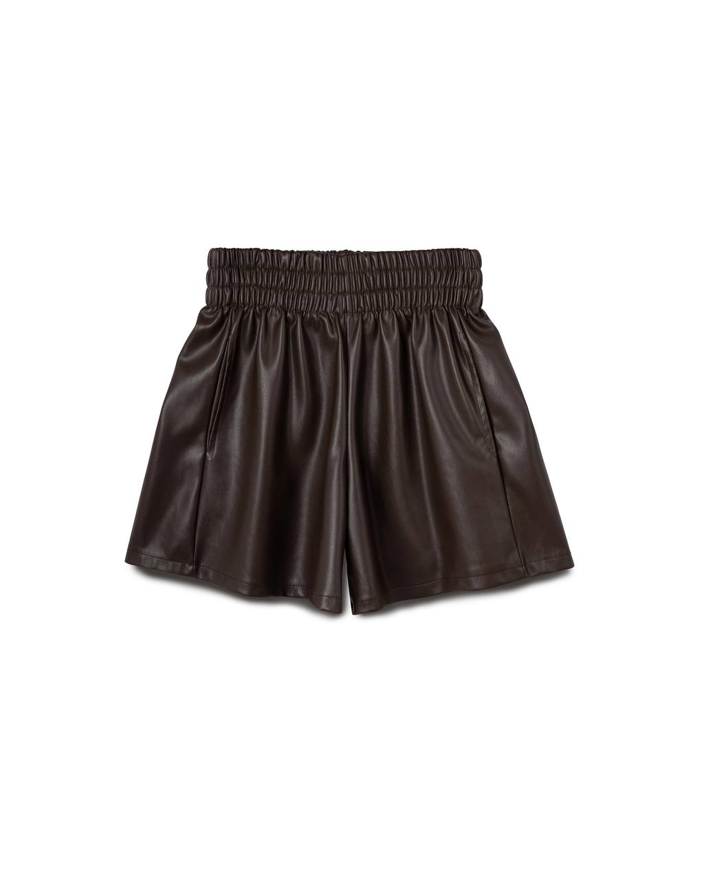 Soft Leather Elastic Waist Shorts