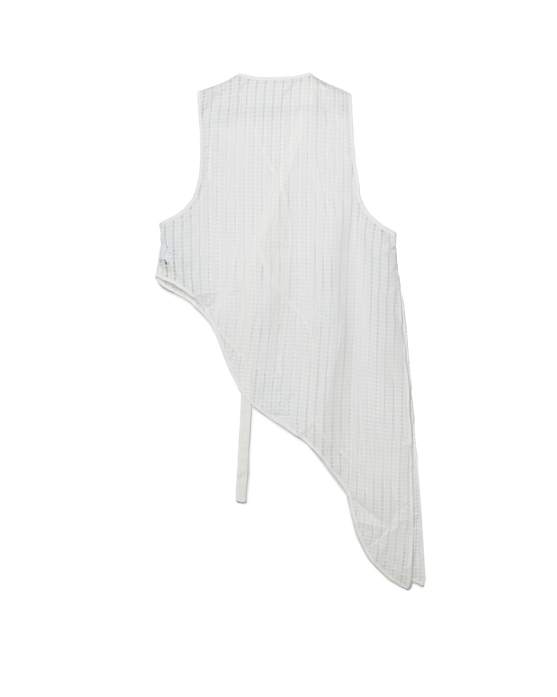 Textured Sheer-Grid Asymmetric Top