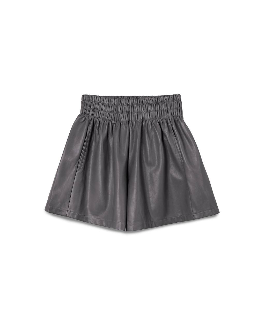 Soft Leather Elastic Waist Shorts