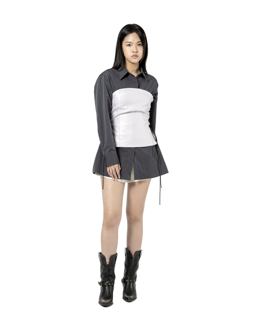 Lace-Up Corset Blouse