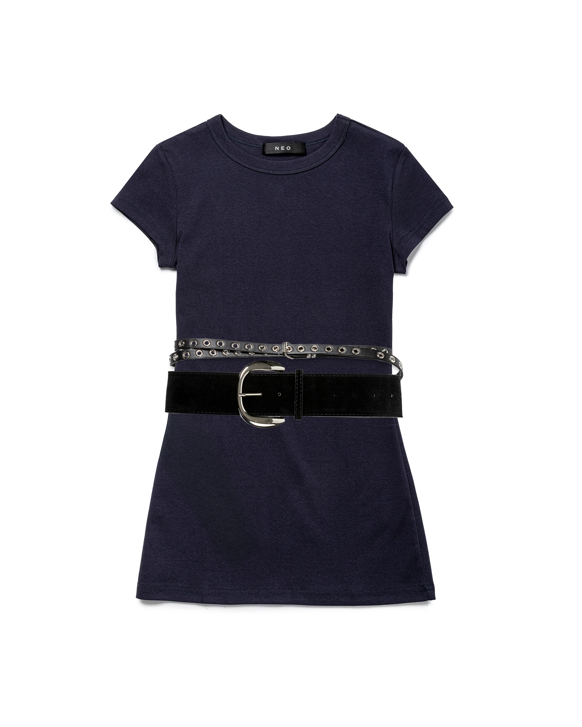 Fitted Cotton T-shirt with Stud Belt