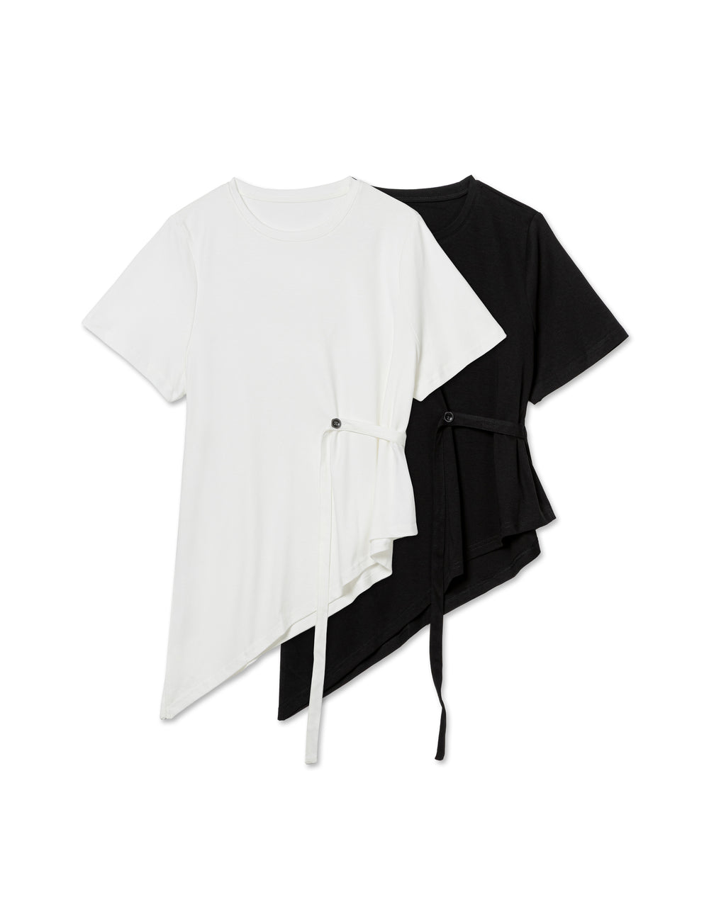 Asymmetric Side-Tie Cotton T-Shirt