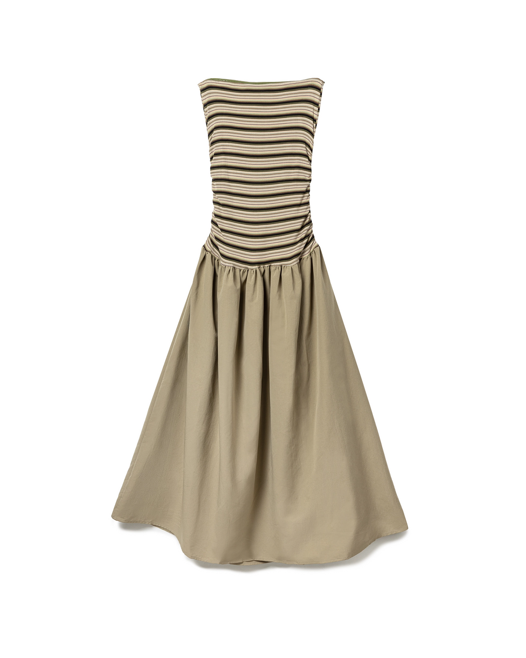 Ruched Strapless Midi Dress