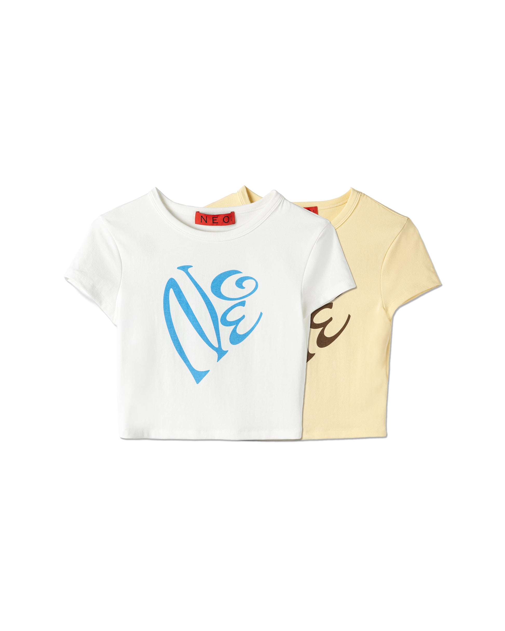 N E O Fitted Calligraphic Cropped T-Shirt