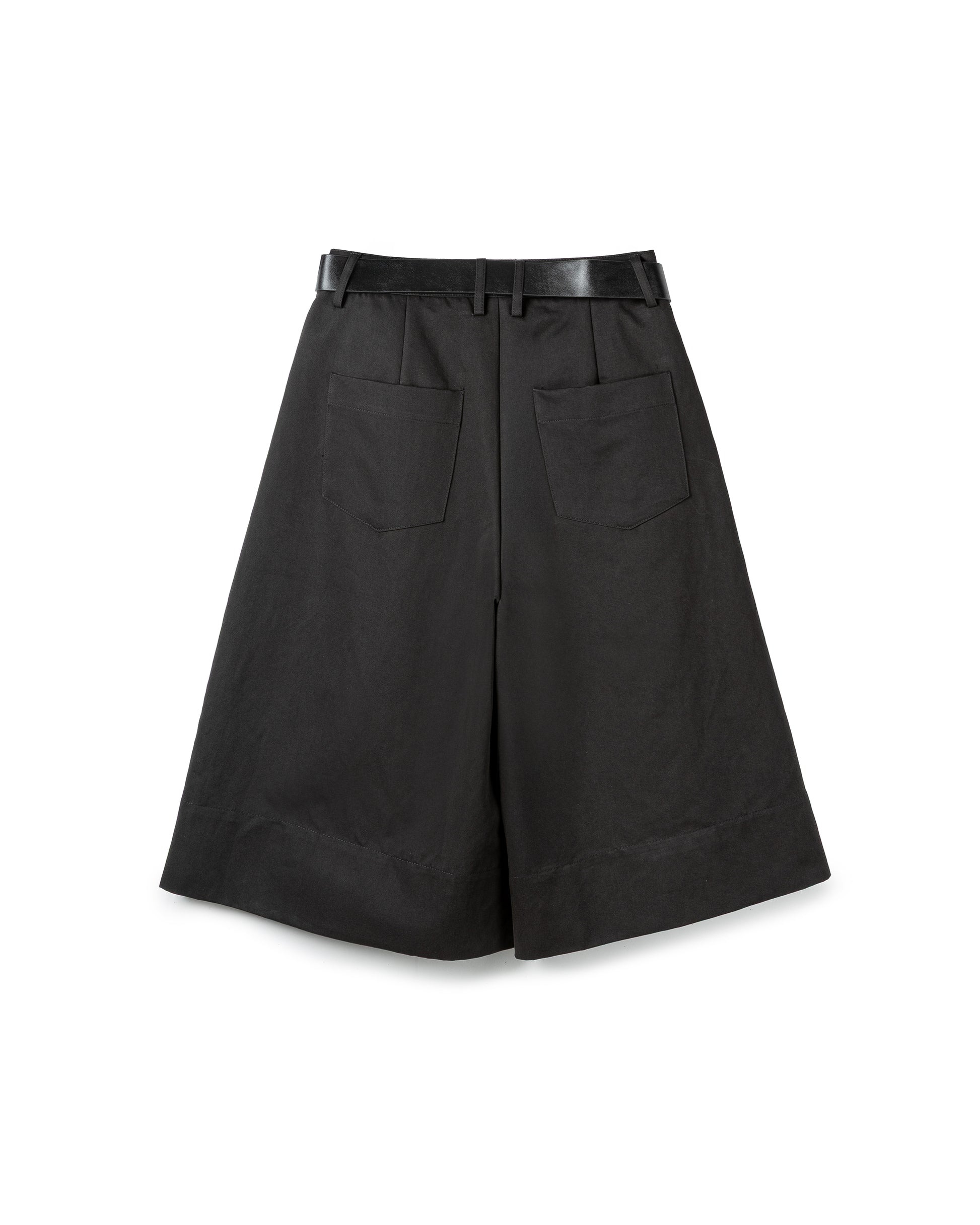 Belted Pleated Wide-Leg Culottes