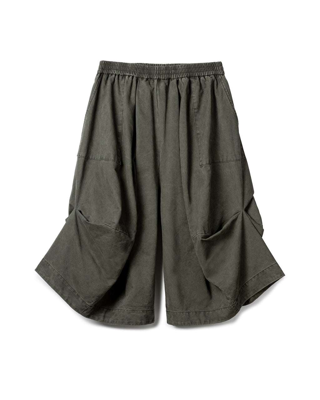 Sculptural Ruched Elastic Cotton Pants