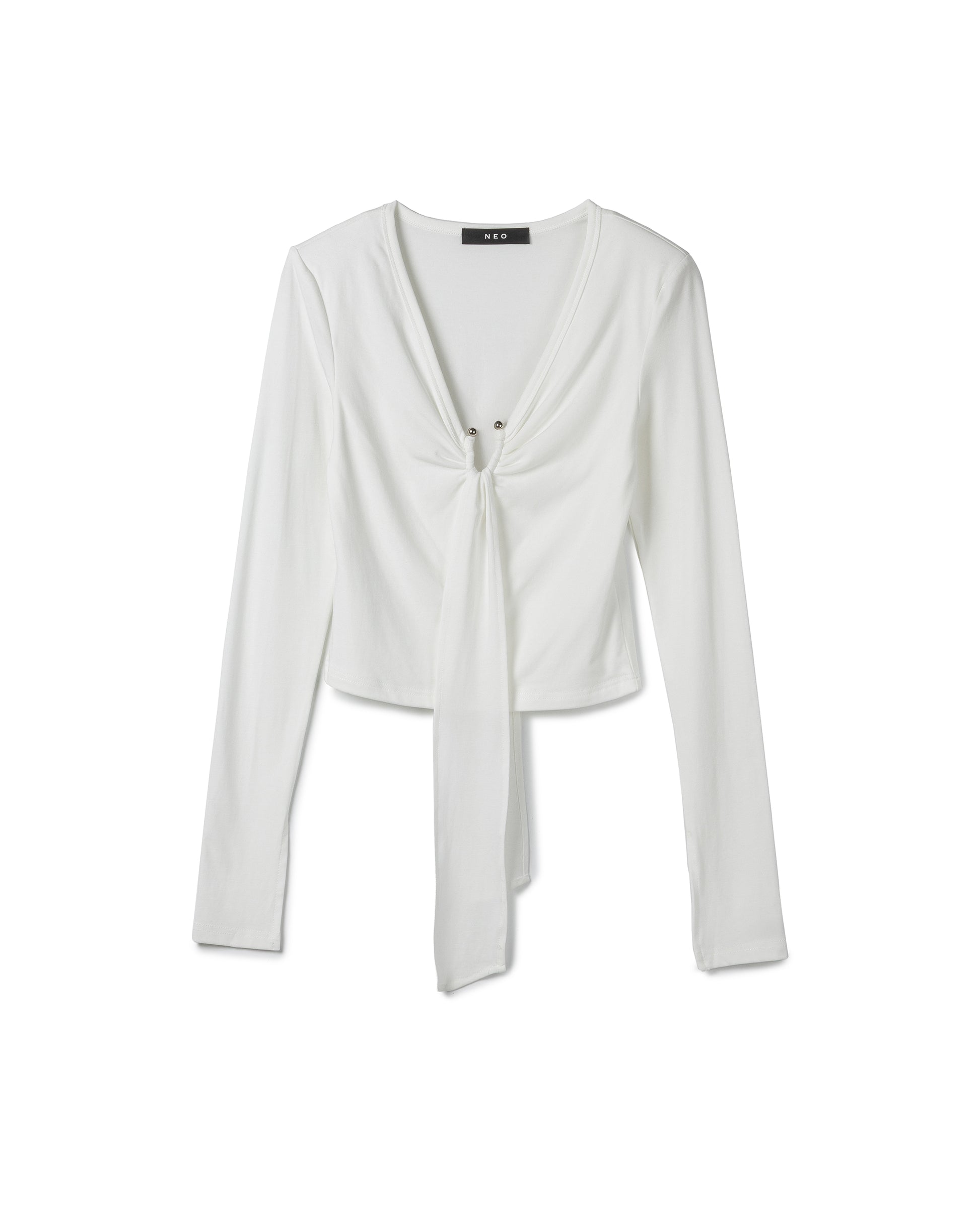 Sculptural Ruched V-Neck Top