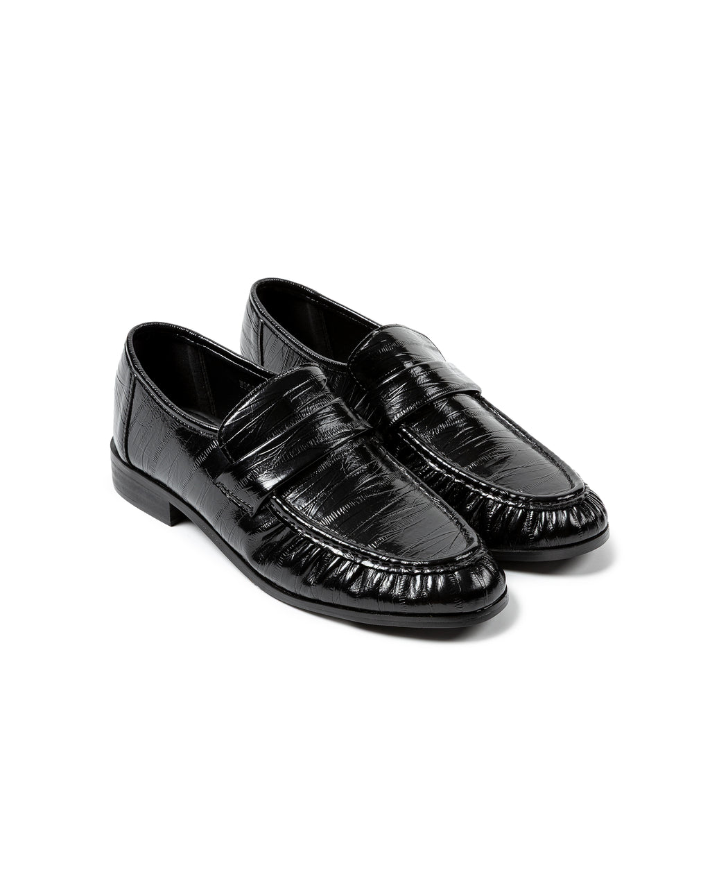 Glossy Croc-Embossed Leather Loafers