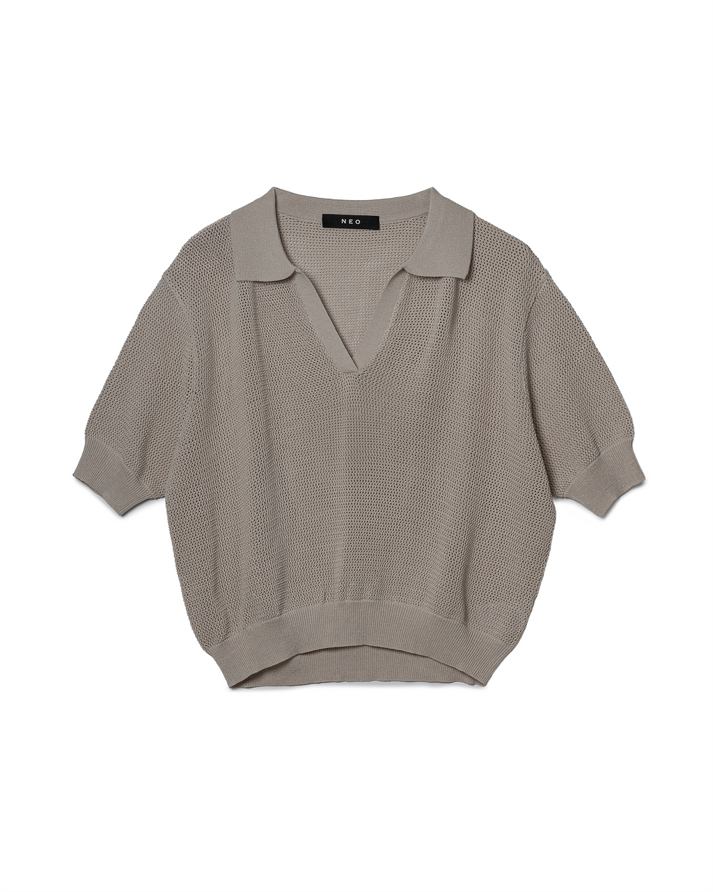 Minimalist Open-Knit Polo Shirt
