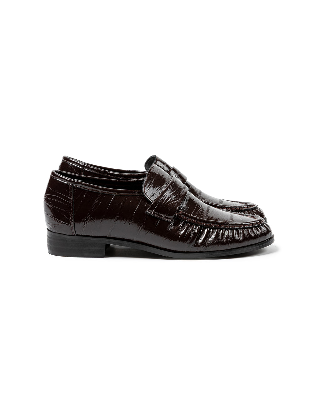 Glossy Croc-Embossed Leather Loafers