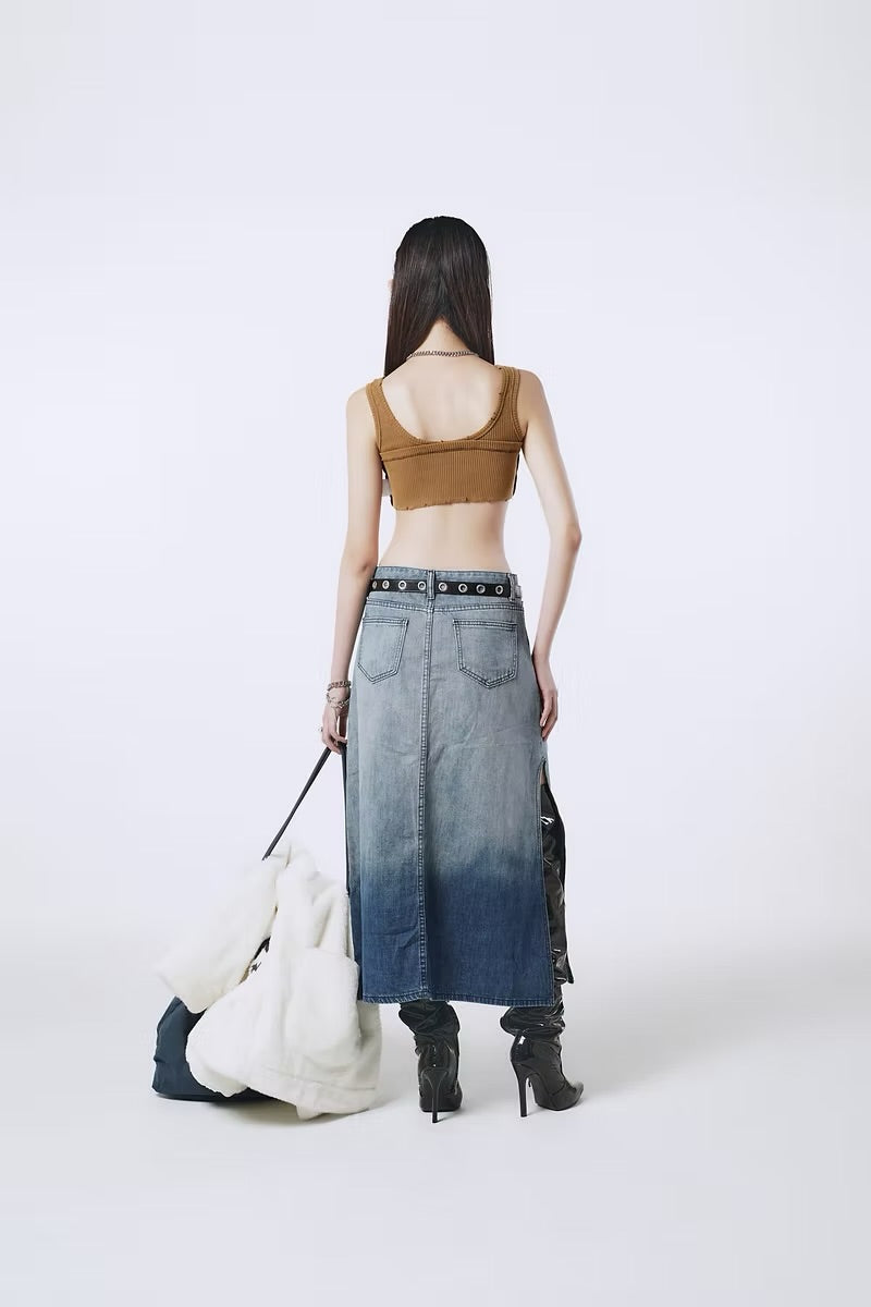 DOUBLE BACK Fold Up Grey Top
