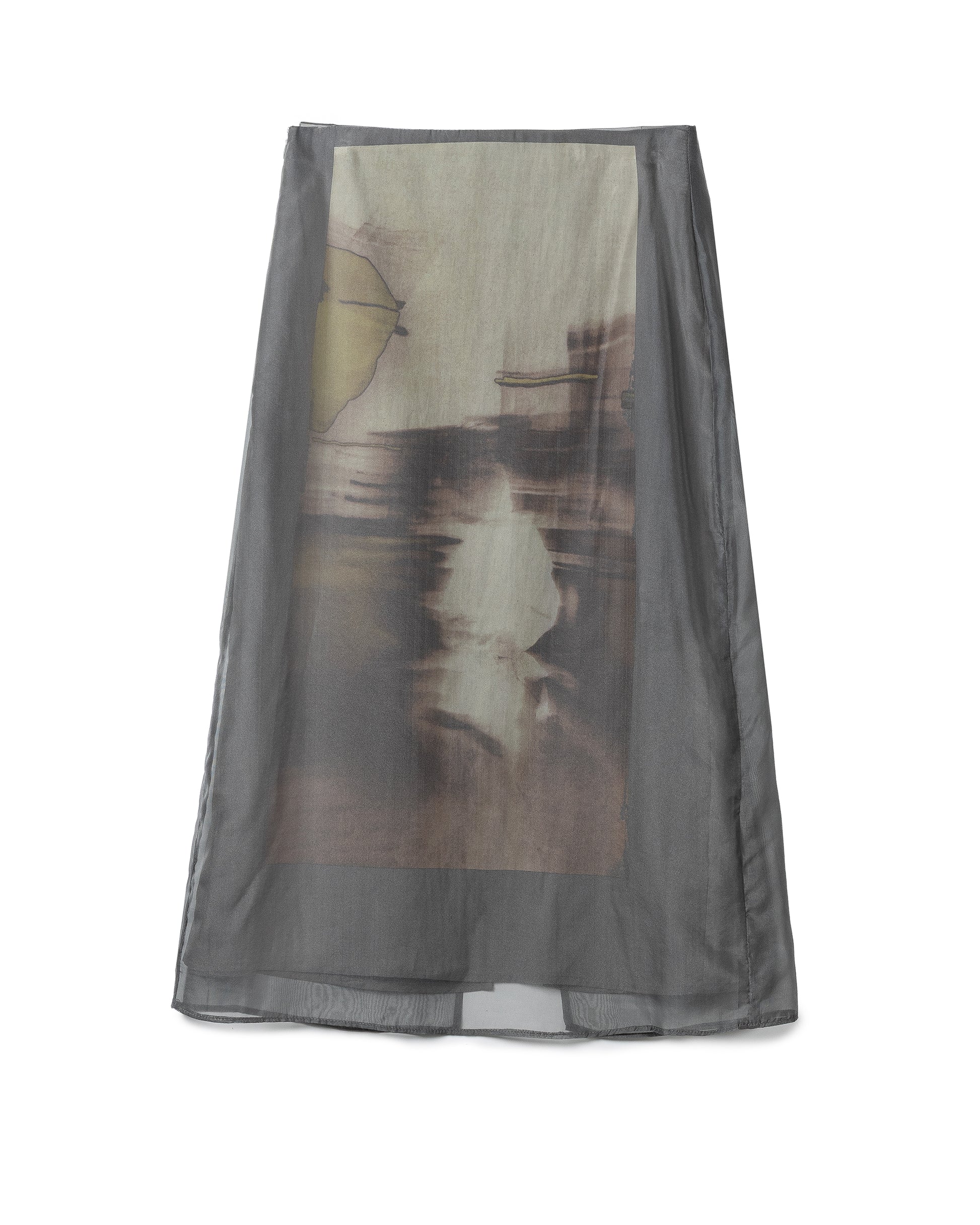 Artistic Printed Sheer Midi Skirt