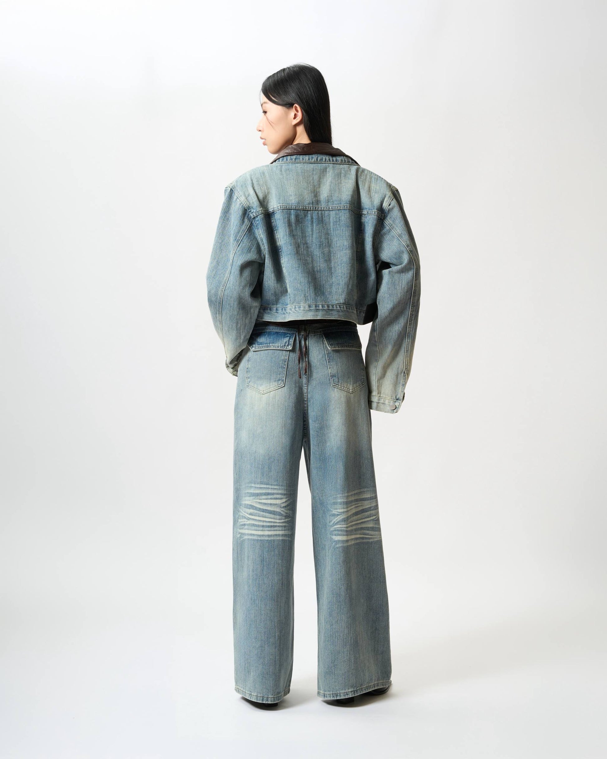 Washed Denim Suit Set