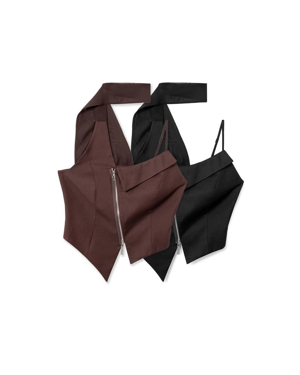 Asymmetric Zip Cropped Top
