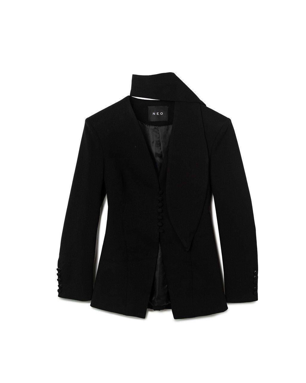 Asymmetric Cutout Tailored Blazer