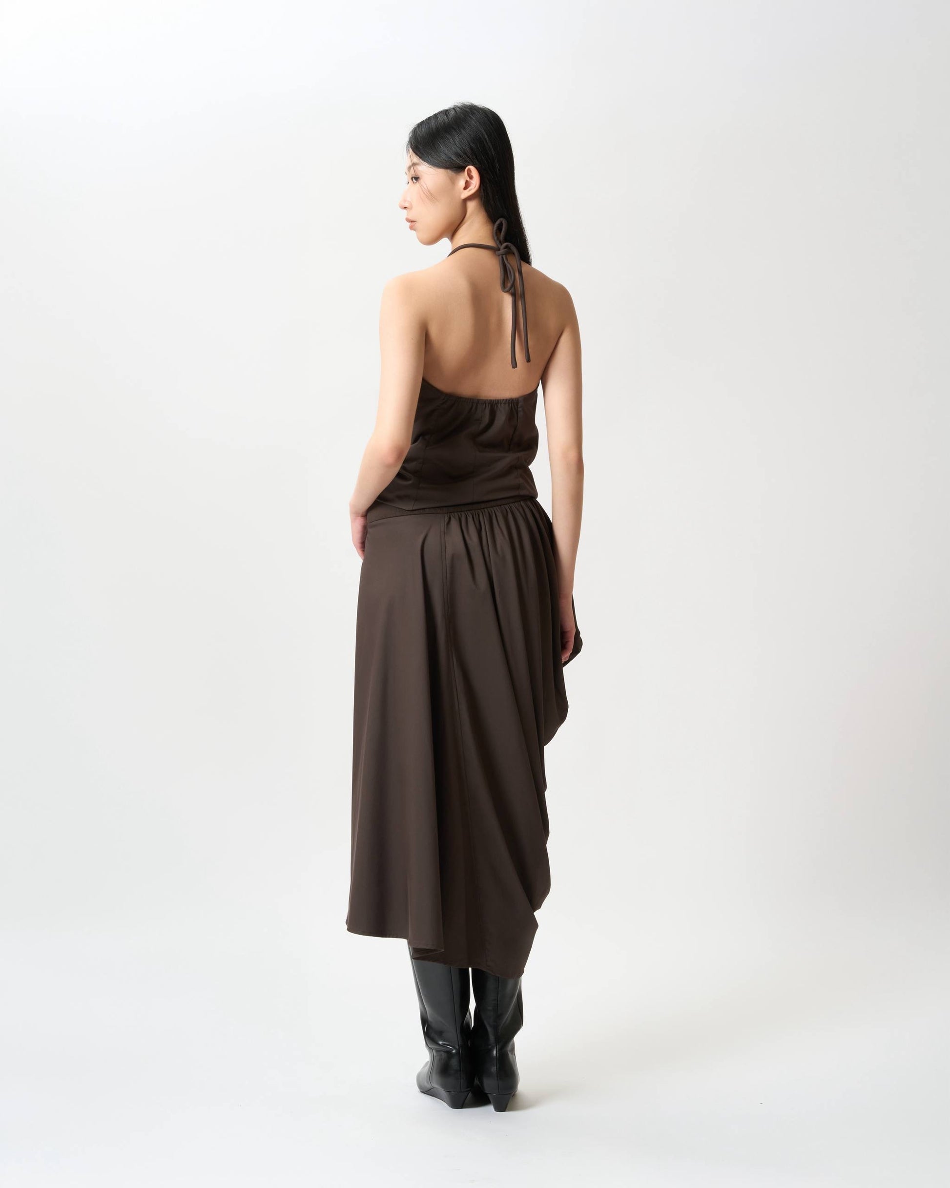 Fluid Drape Ruched Skirt