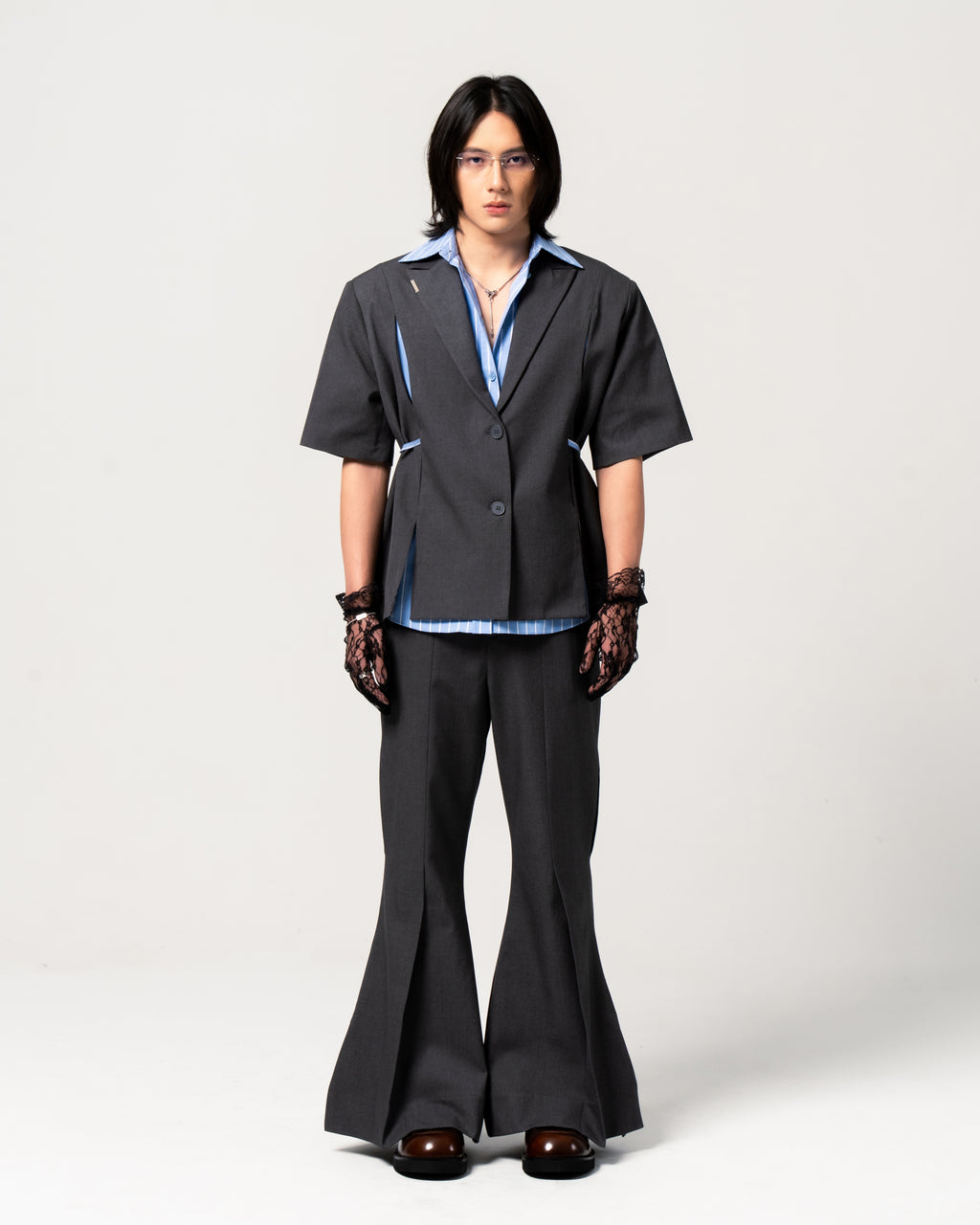 N E O CH.1 Chipped Short Sleeve Blazer