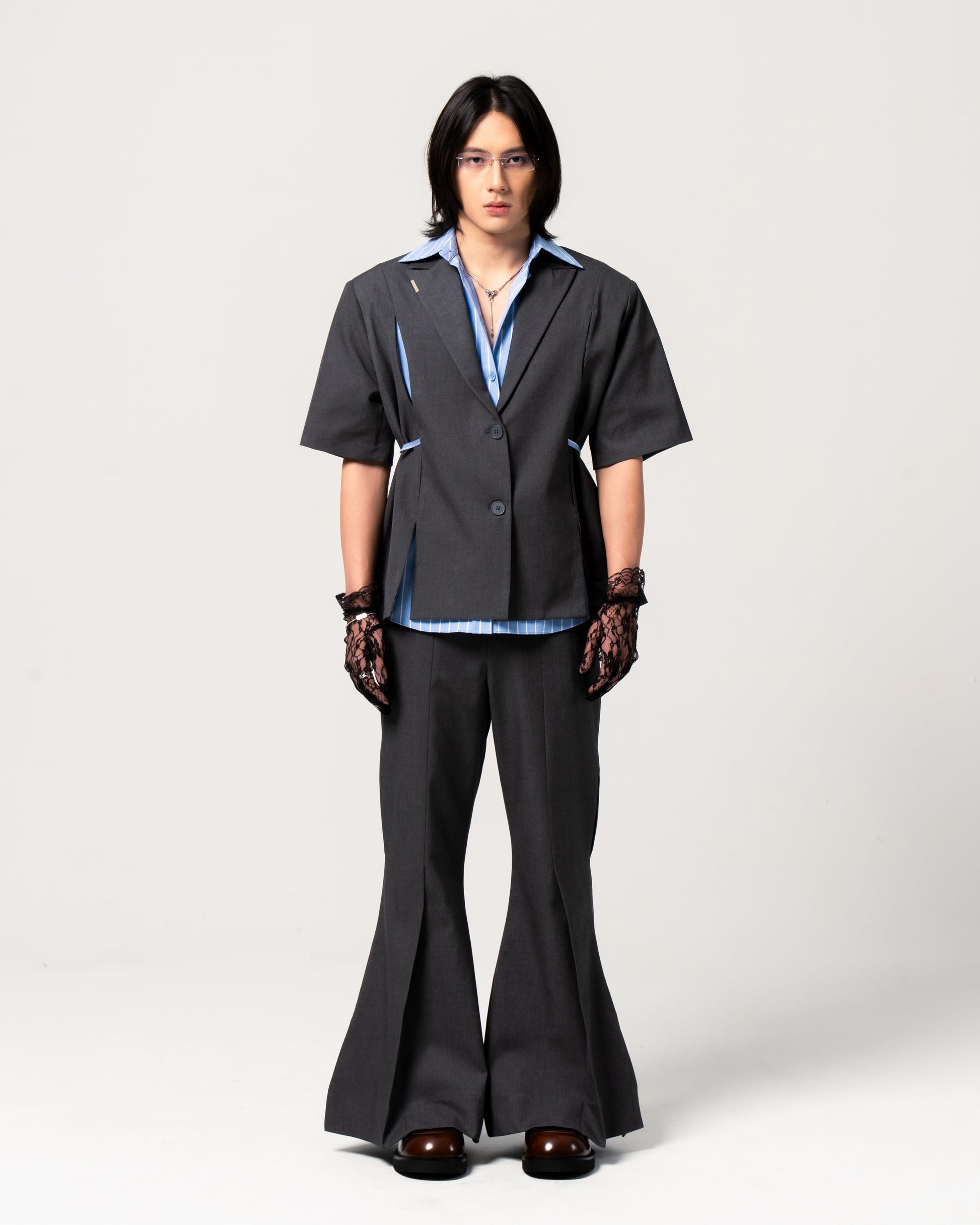 N E O CH.1 Chipped Short Sleeve Blazer