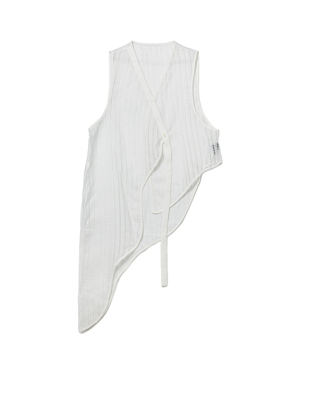 Textured Sheer-Grid Asymmetric Top