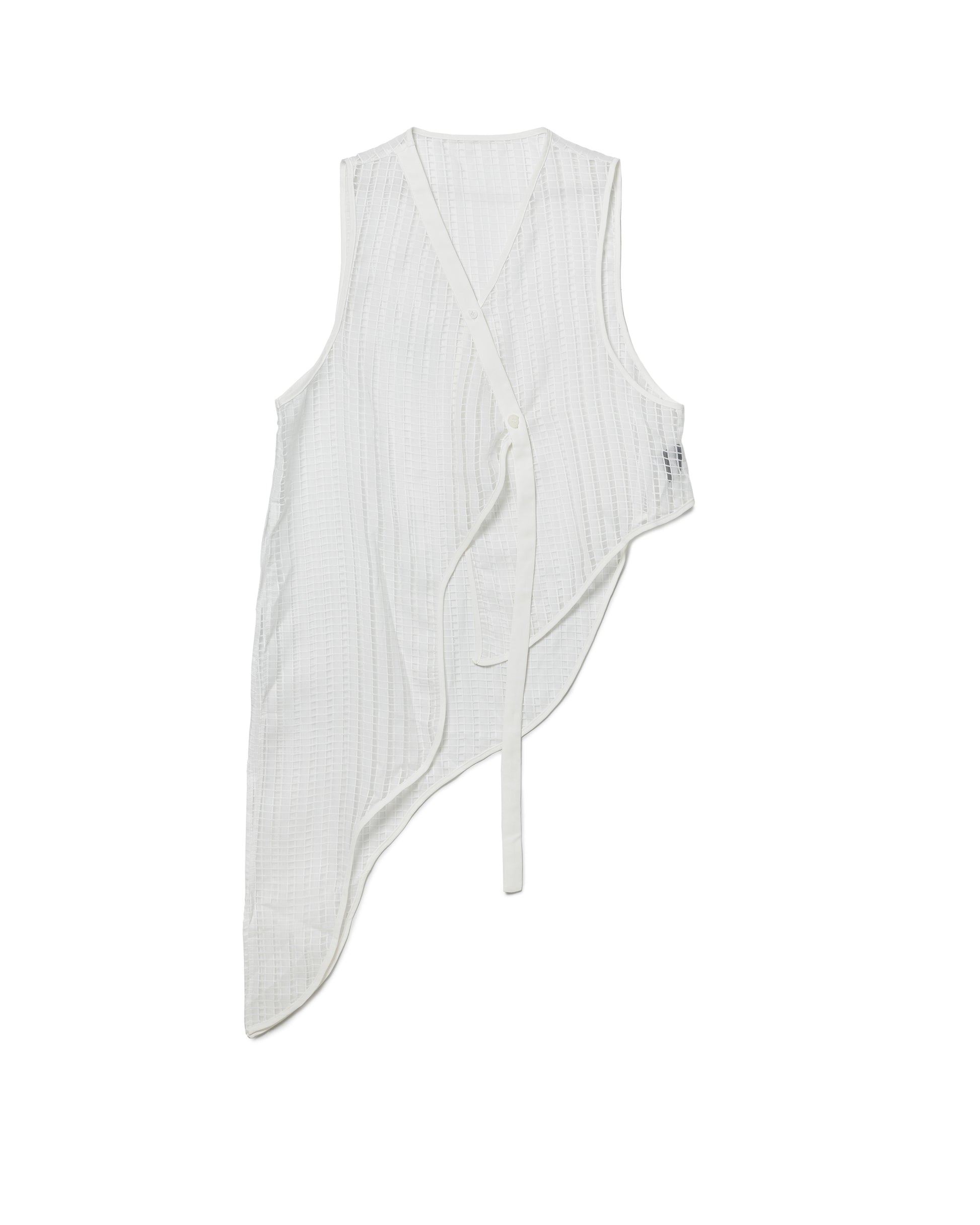 Textured Sheer-Grid Asymmetric Top