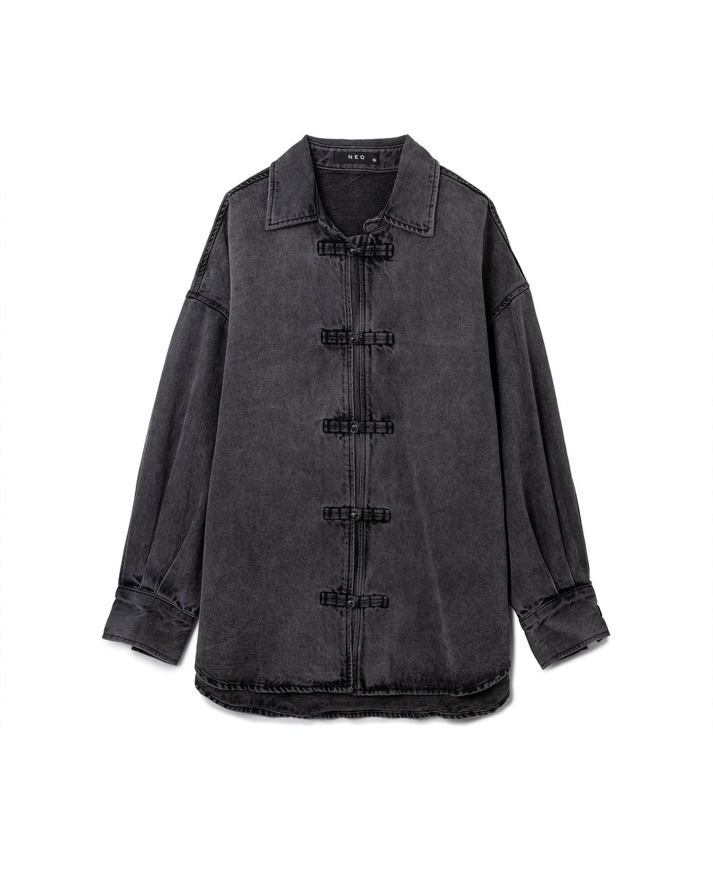 Structured Denim Mandarin Shirt