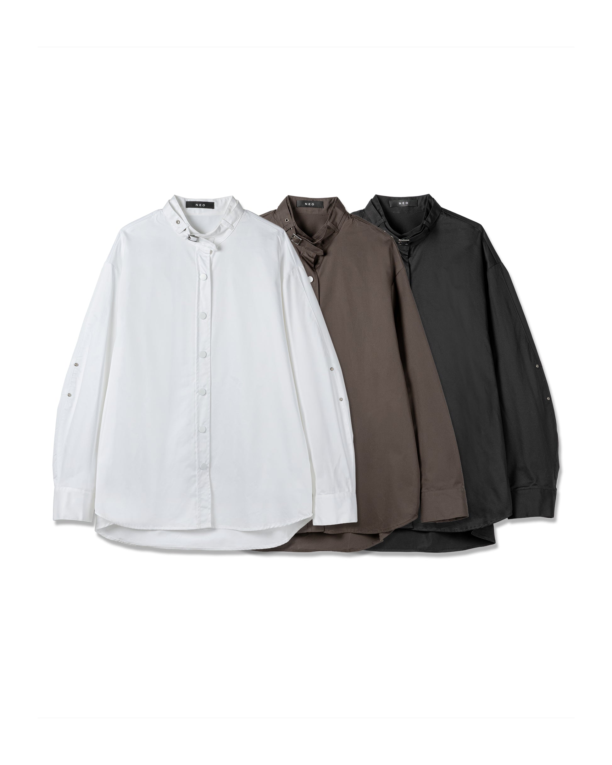 Minimalist Buckle-Collar Shirt