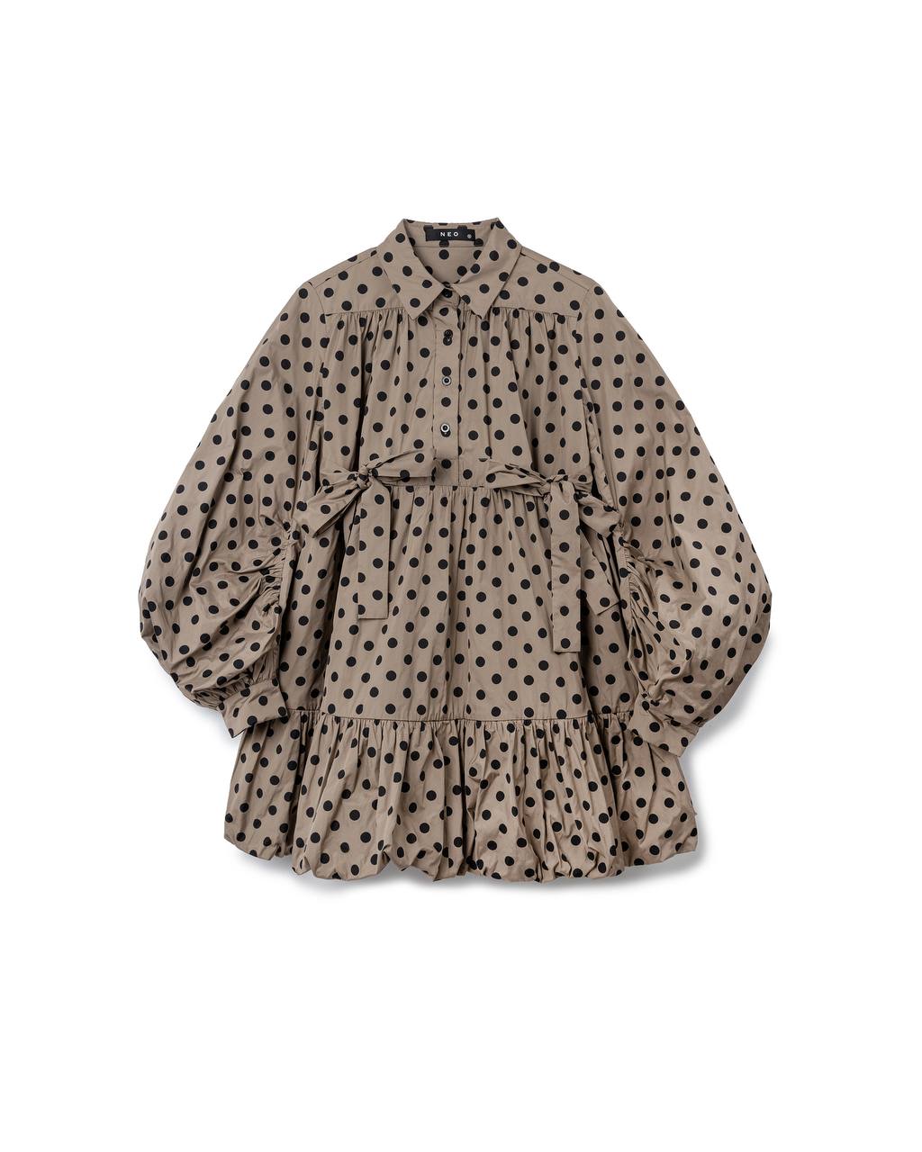 Polka Dot Tiered Shirt Dress