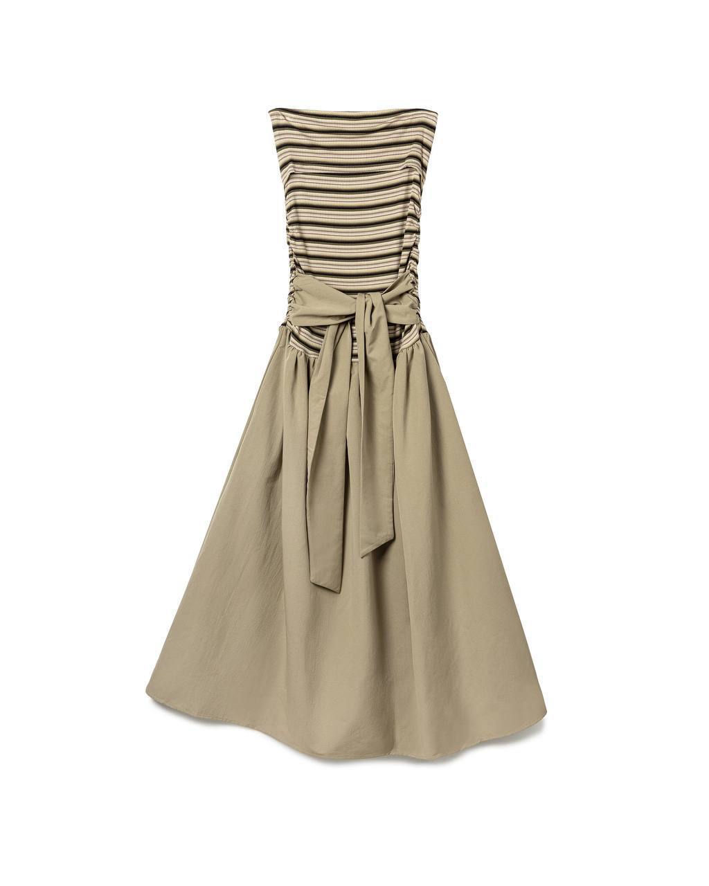 Ruched Strapless Midi Dress