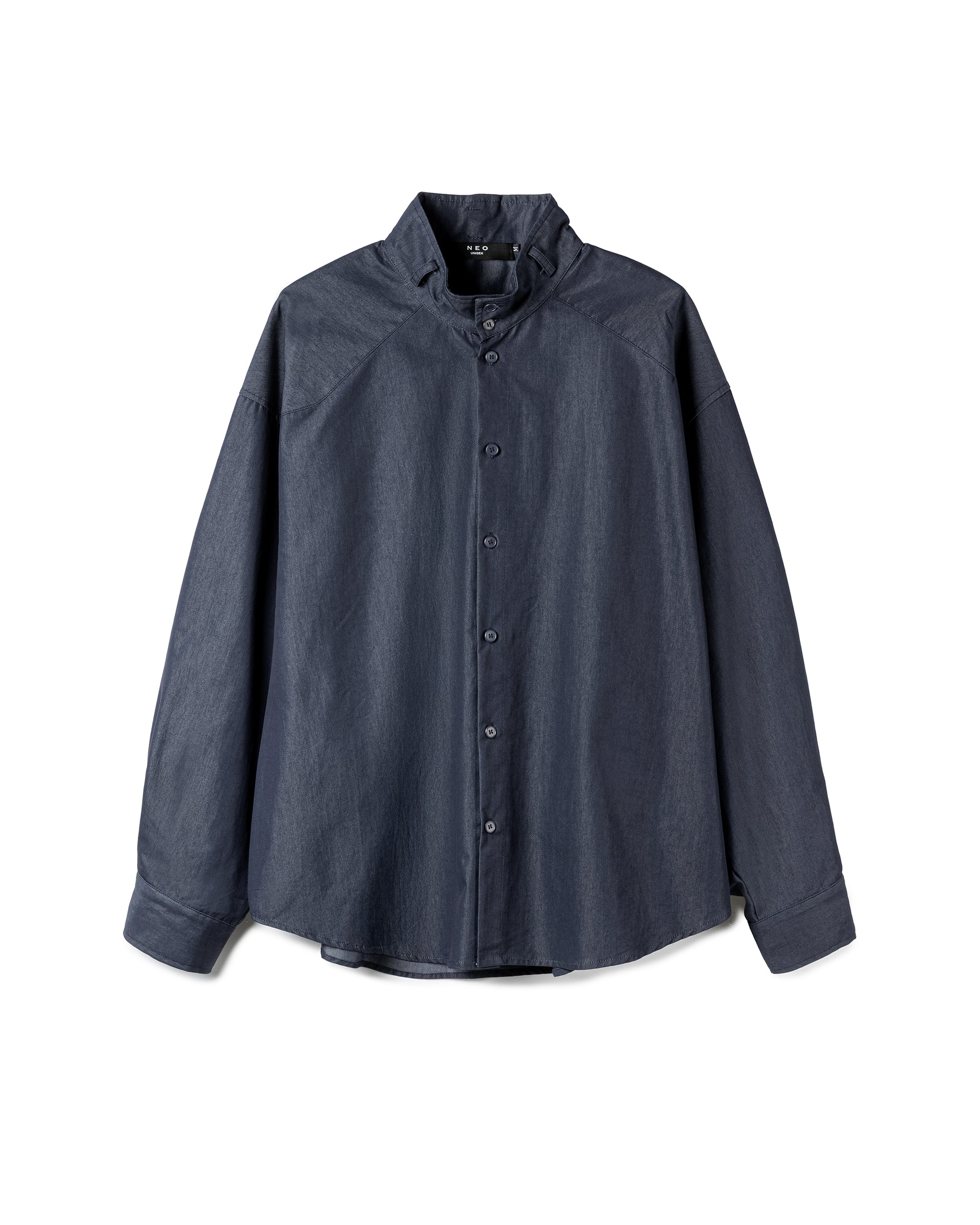 Minimalist High-Neck Poplin Shirt