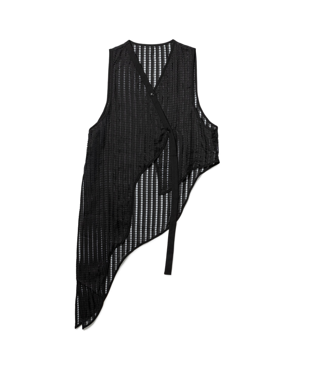 Textured Sheer-Grid Asymmetric Top