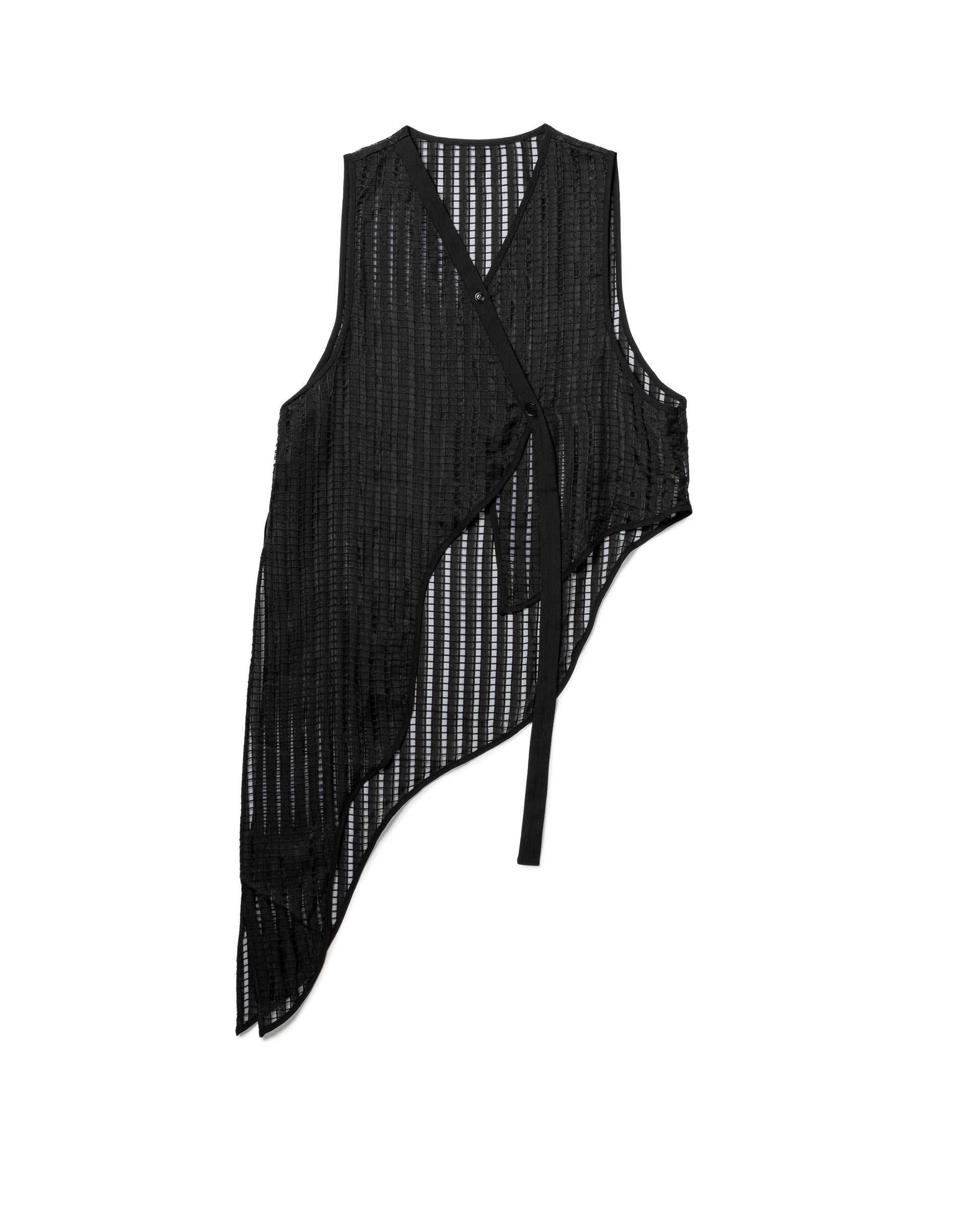 Textured Sheer-Grid Asymmetric Top