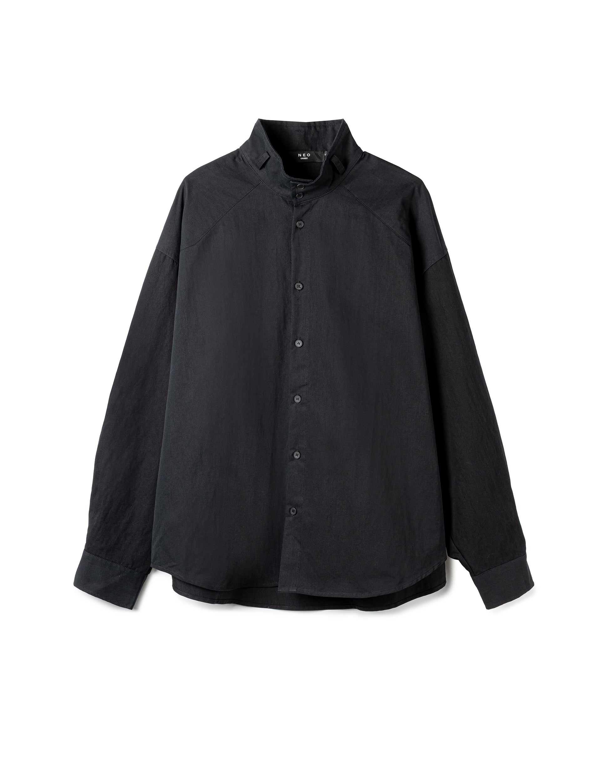 Minimalist High-Neck Poplin Shirt