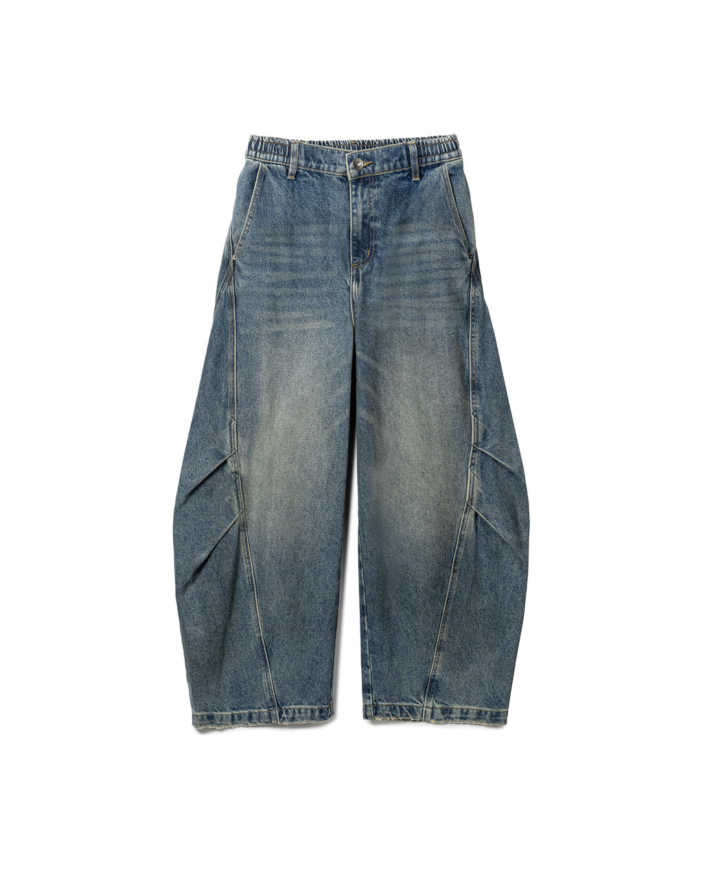 Structured Fold-Leg Denim Jeans