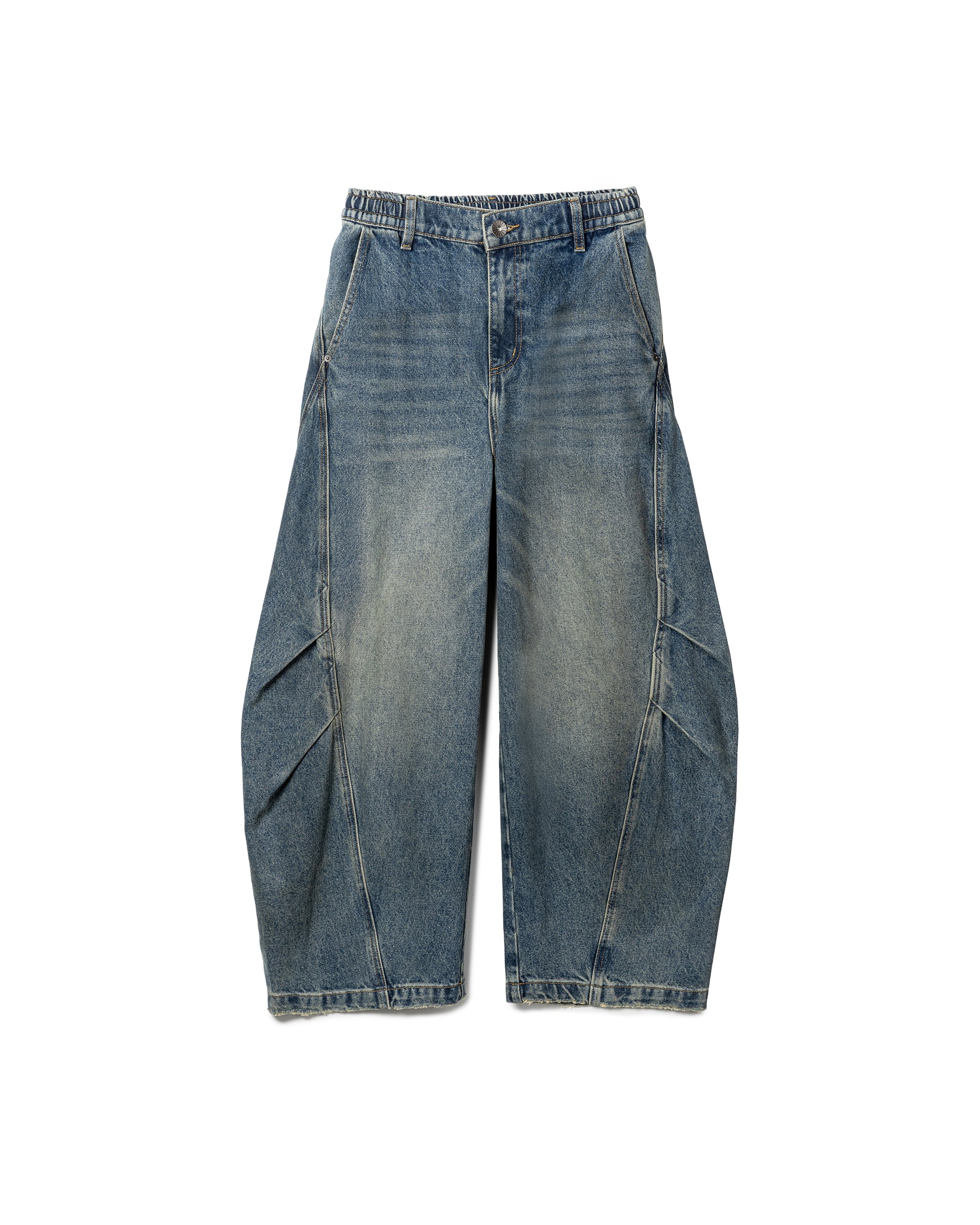Structured Fold-Leg Denim Jeans