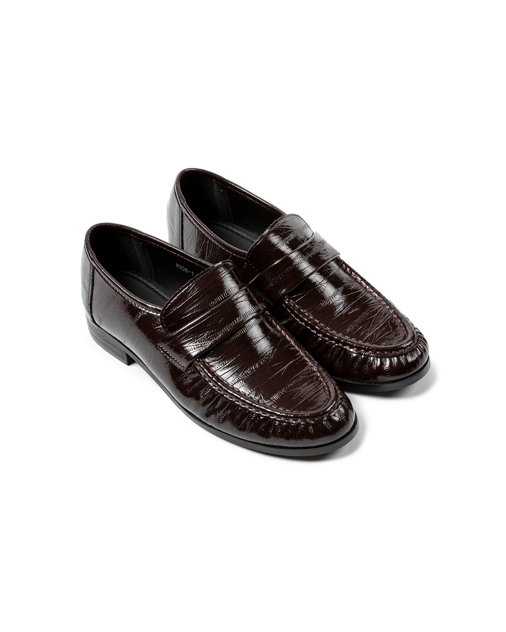 Glossy Croc-Embossed Leather Loafers