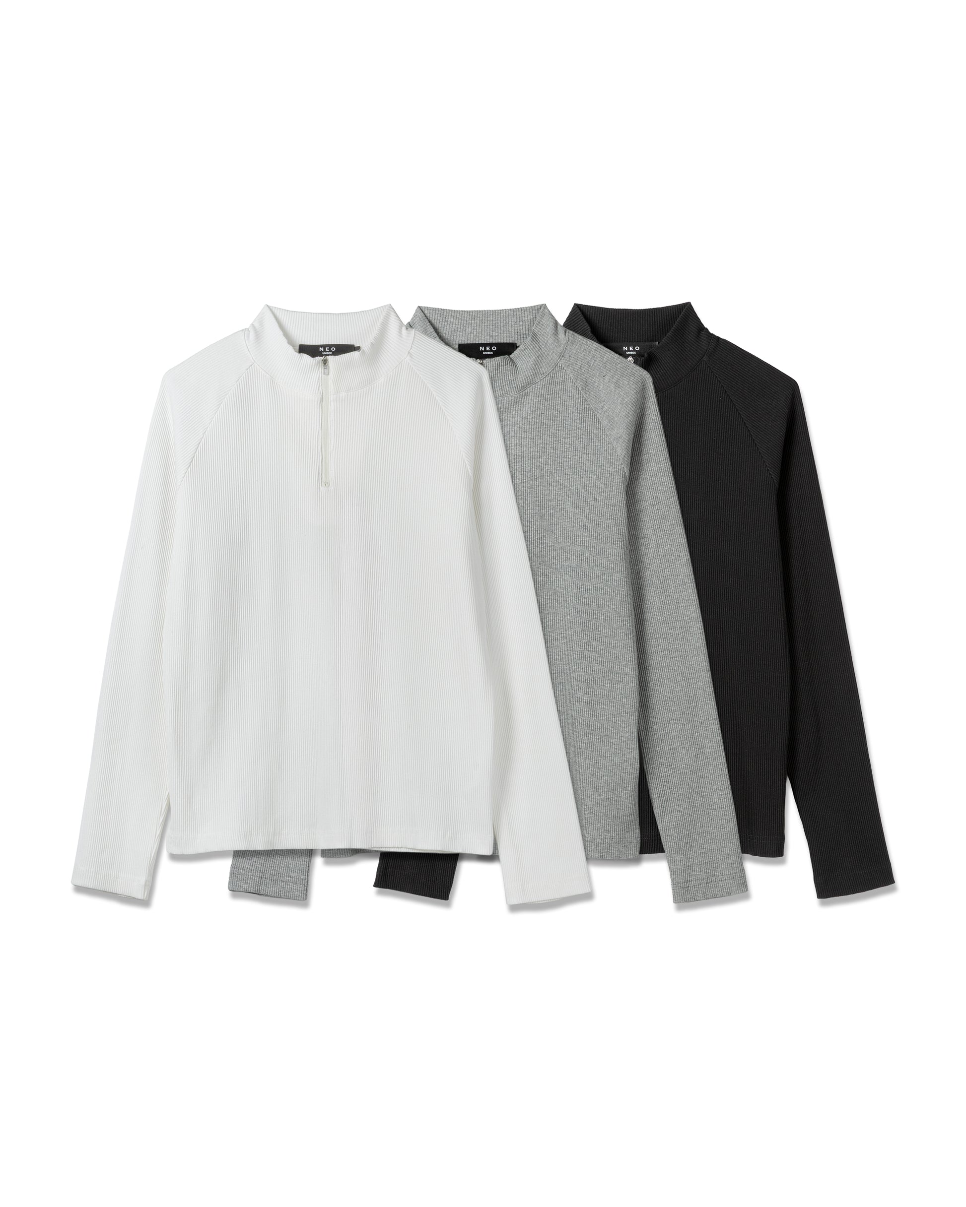 Ribbed Knit Half-Zip Top