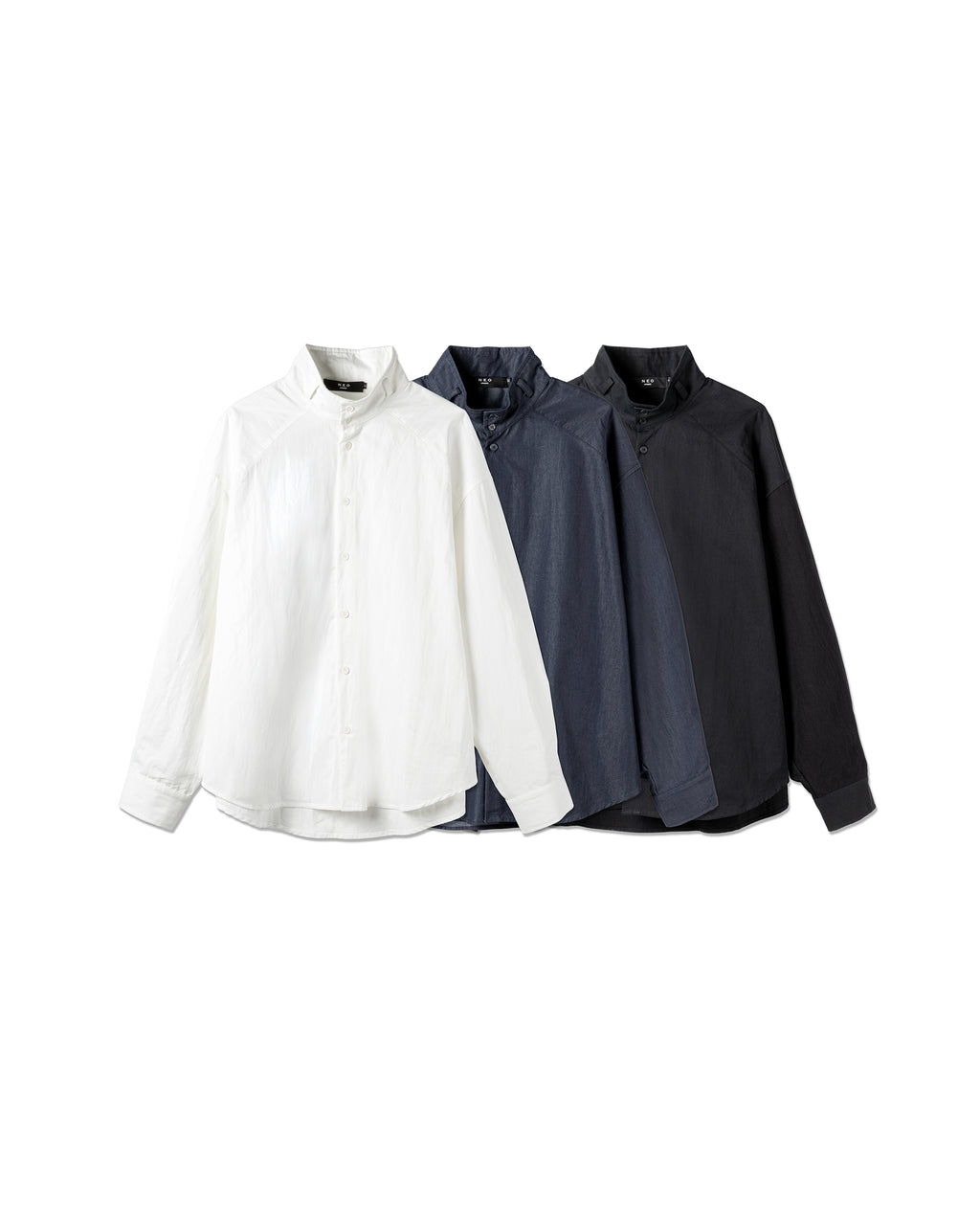 Minimalist High-Neck Poplin Shirt
