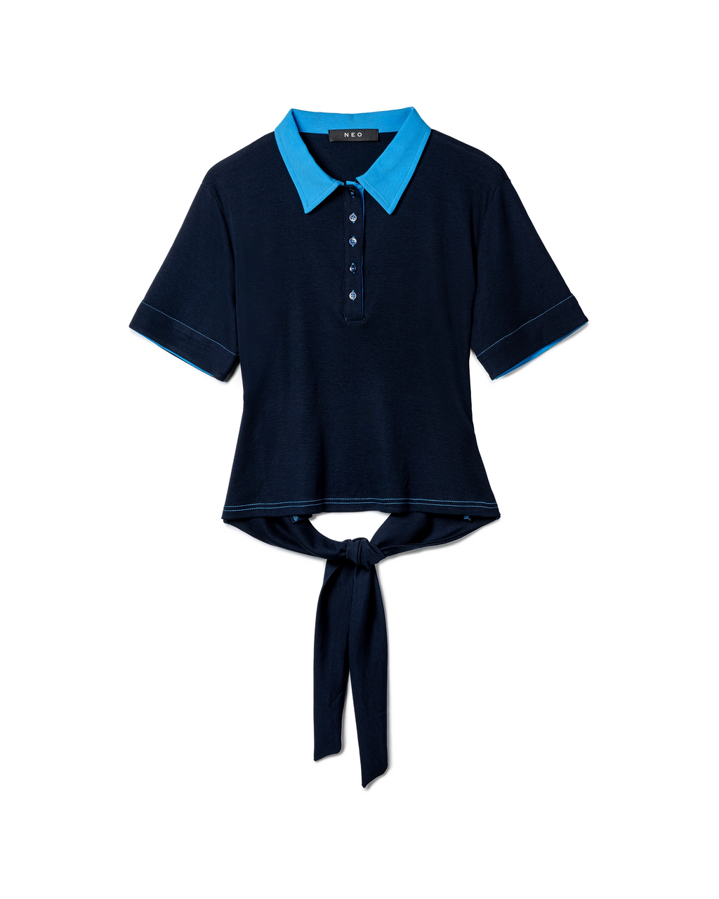 Contrast Polo Tie Top