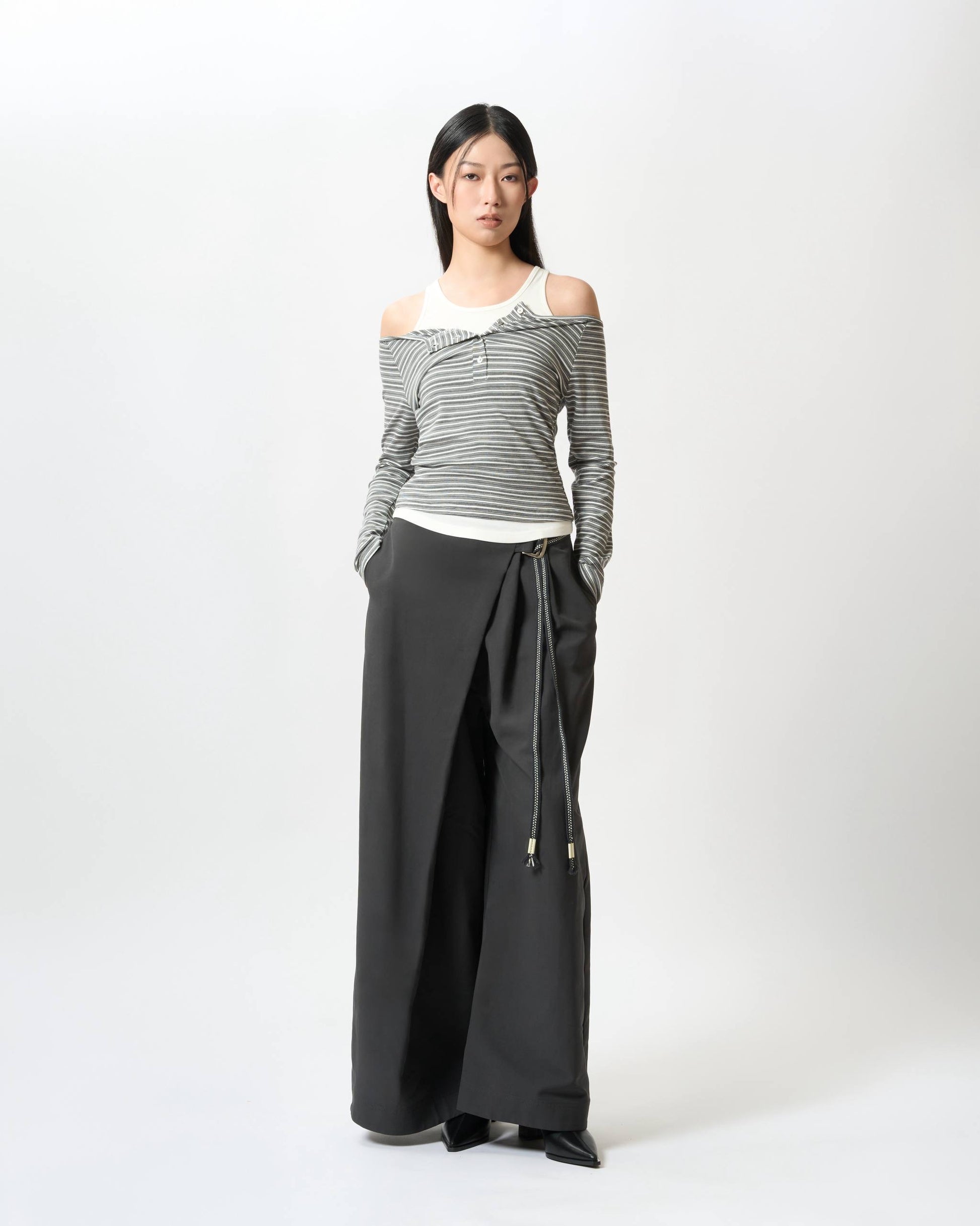 Tailored D Ring Panel Wrap Pants