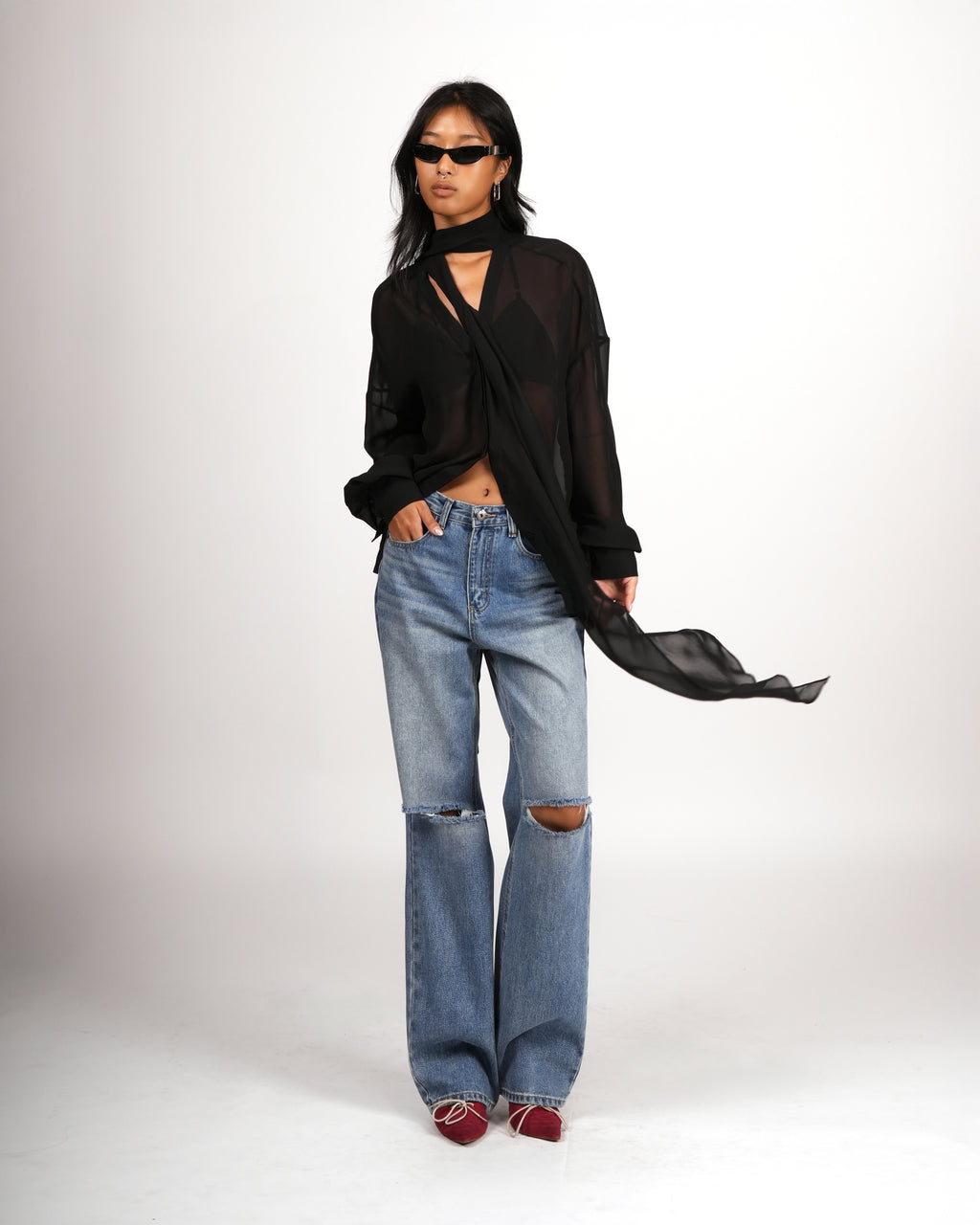 Flowy Tie-Draped Blouse