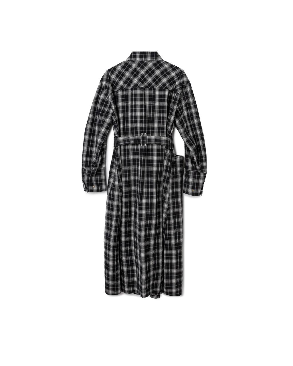 Asymmetric Tie Plaid Shirt Dress
