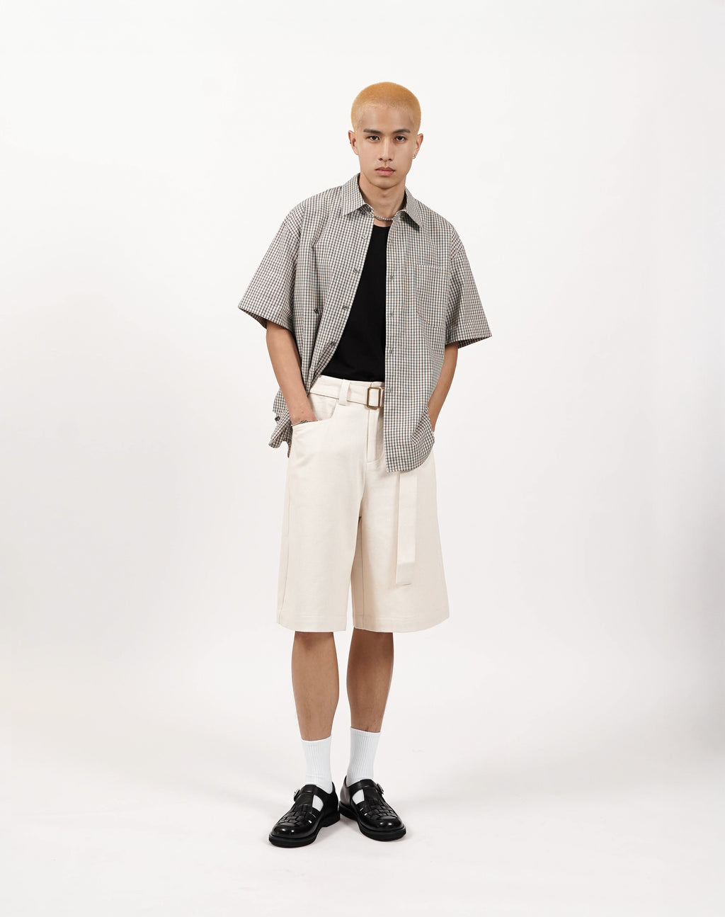 Bermuda Shorts with Buckle Belt