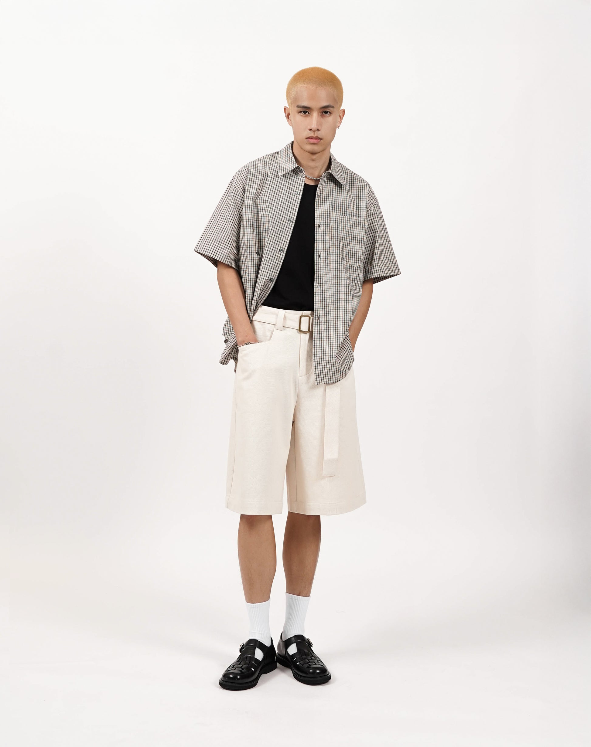 Bermuda Shorts with Buckle Belt