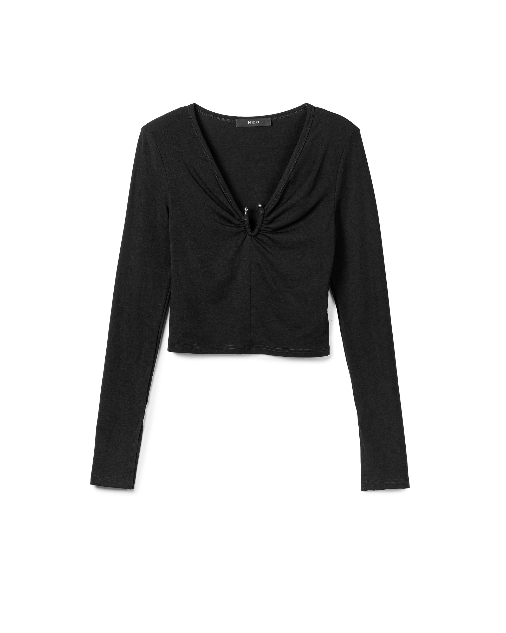 Sculptural Ruched V-Neck Top
